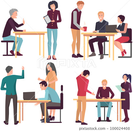 Meeting to discuss starting project, business plan. Colleagues discussing work in entrepreneurship Meeting to discuss starting project, business plan. Colleagues discussing work in entrepreneurship 100024408