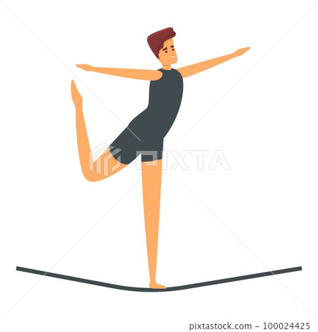 Acrobat on rope icon cartoon vector. Dancer gymnast. Carnival circus 100024425