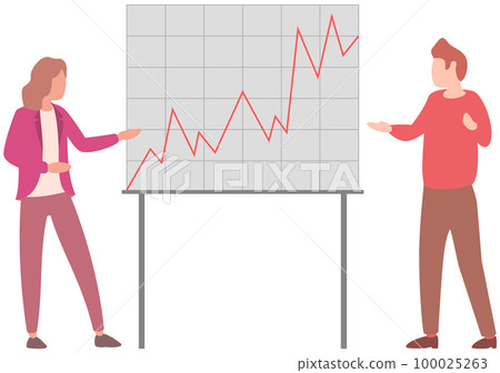 Manager makes a presentation of a statistical report. Analysis and planning business concept Manager makes a presentation of a statistical report. Analysis and planning business concept 100025263