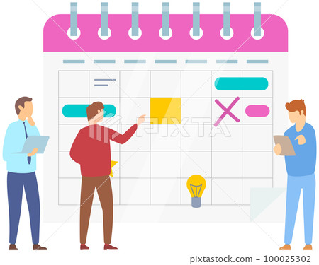 People with schedule organize meeting, create monthly plan. Planning strategy and time management People with schedule organize meeting, create monthly plan. Planning strategy and time management 100025302