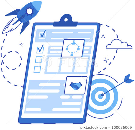 Business intelligence concept vector background illustration with various items and symbols Business intelligence concept vector background illustration with various items and symbols 100026009