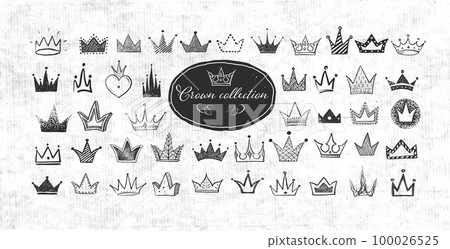 Collection of doodle crowns on old paper background. Vector sketch illustration. Collection of doodle crowns on old paper background. Vector sketch illustration. 100026525
