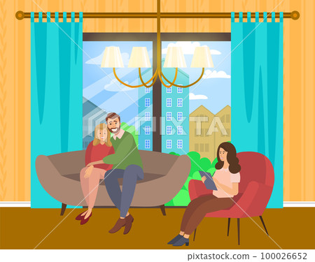Doctor gives advice on family psychology. People in relationships on consultation with psychologist Doctor gives advice on family psychology. People in relationships on consultation with psychologist 100026652