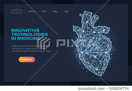 Anatomical human heart with painful area. Organ of cardiovascular system modern 3D volumetric image 100026754