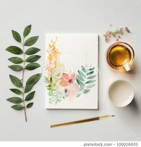 Flat Lay. drawn greeting card.generative AI 100026820