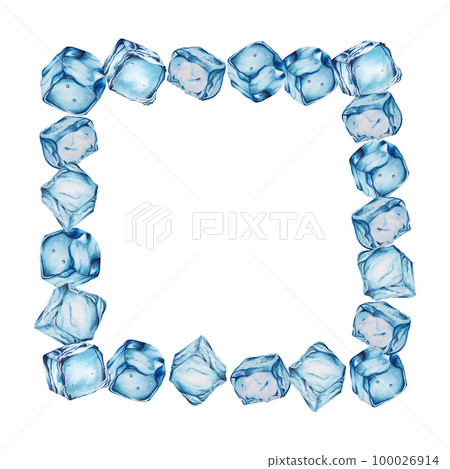 Watercolor frame with ice cubes. Hand painting clipart on an isolated background. For designers, decoration, postcards, wrapping paper, scrapbooking, covers, invitations, posters and textile Watercolor frame with ice cubes. Hand painting clipart on an isolated background. For designers, decoration, postcards, wrapping paper, scrapbooking, covers, invitations, posters and textile 100026914