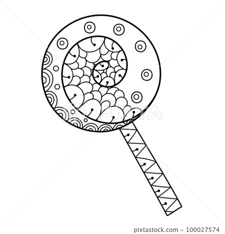 Candy in zentangle style coloring page. Halloween print with lettering for coloring book 100027574