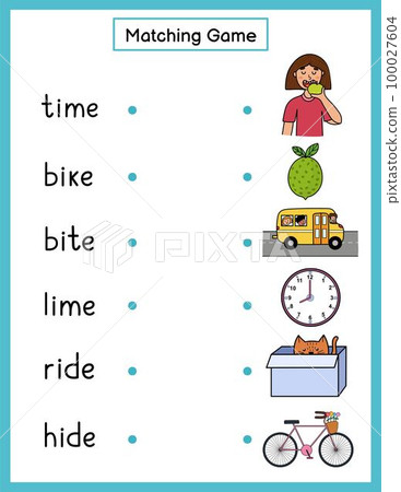 Phonics matching game with i-e spelling rule. Match the phonics sound words 100027604