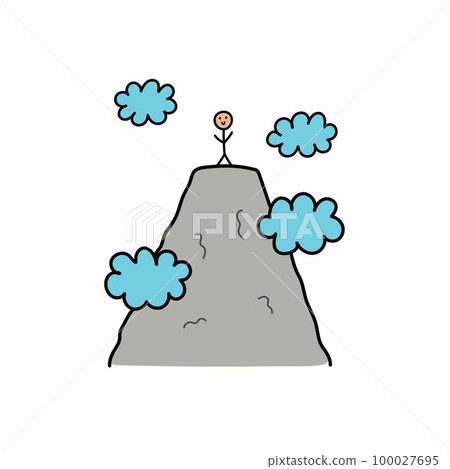 Funny print demonstrating a High word for kids with a mountain and cute man Funny print demonstrating a High word for kids with a mountain and cute man 100027695