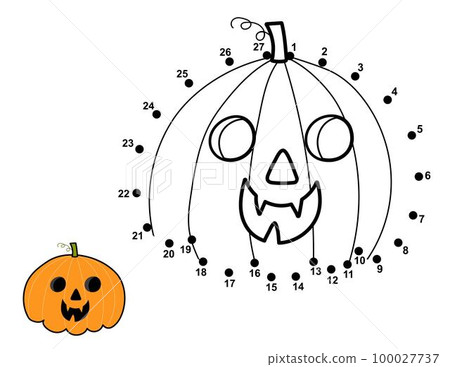 Dot to dot game for kids. Connect the dots and draw a cute pumpkin 100027737