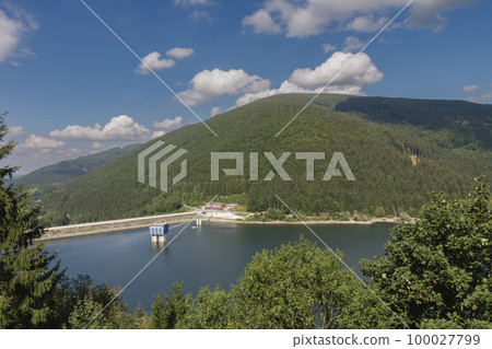 Sance Dam, water reservoir and dam in Beskid mountains. The dam is built on upper course of the Ostravice river. Czech Republic. Sance Dam, water reservoir and dam in Beskid mountains. The dam is built on upper course of the Ostravice river. Czech Republic. 100027799