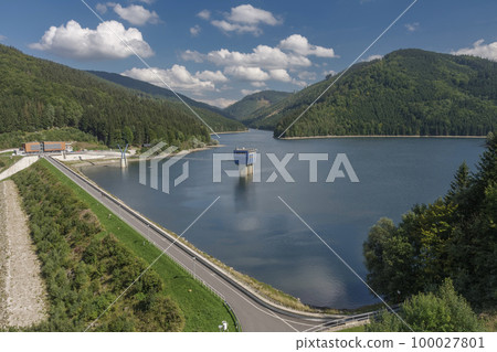 Sance Dam, water reservoir and dam in Beskids mountain. The dam is built on upper course of the Ostravice river. Czech Republic. Sance Dam, water reservoir and dam in Beskids mountain. The dam is built on upper course of the Ostravice river. Czech Republic. 100027801