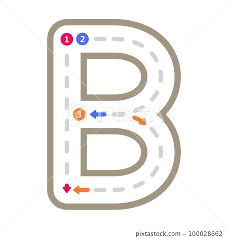 Tracing Alphabet Letter B Uppercase Prewriting Stock Illustration 