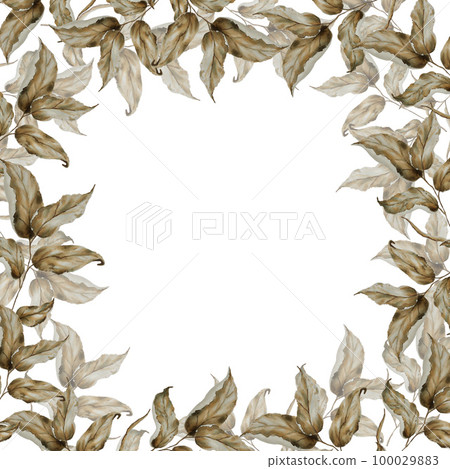 Watercolor frame with dried flowers. Hand painting clipart on an isolated background. Print for wedding invitation, designers, decoration, textile, poster, scrapbooking, card, invitation, tags Watercolor frame with dried flowers. Hand painting clipart on an isolated background. Print for wedding invitation, designers, decoration, textile, poster, scrapbooking, card, invitation, tags 100029883