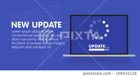 System software update and upgrade concept. Loading process in laptop screen. Vector illustration System software update and upgrade concept. Loading process in laptop screen. Vector illustration 100032126