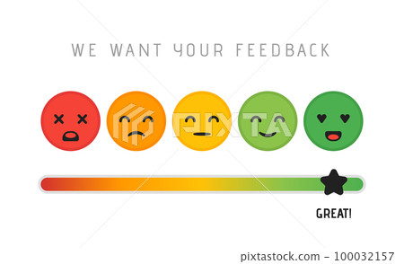 Customer satisfaction concept design. We want your feedback rating review scale star concept. Vector illustration 100032157