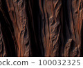 Brown tree of wood. The corrugated surface. 100032325