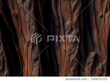 Brown tree of wood. The corrugated surface. 100032325
