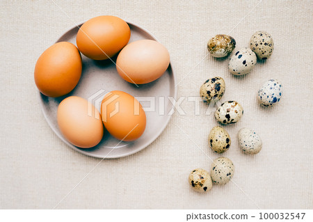 Easter eggs. Chicken and quail eggs 100032547