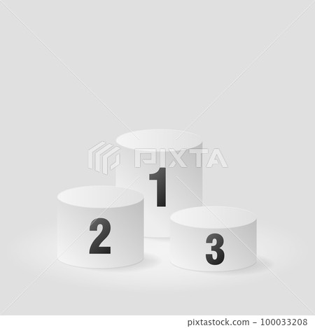 Podium sports awards. Winners celebrate rewards competition triumph winning round pedestal empty spotlight stadium vector illustration 100033208