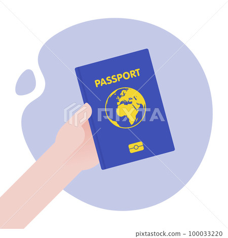 Hand holding passport for international journey. Vector illustration in flat style 100033220