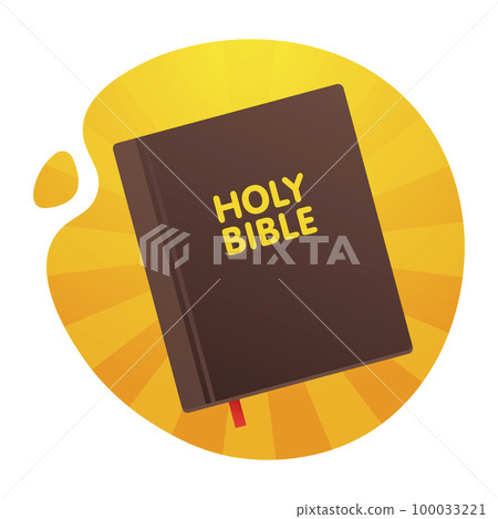 Bible with the red tab on the yellow orange abstract shape background. Vector illustration 100033221