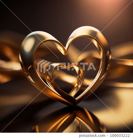 jewelry gold item in the shape of a heart on a dark background 100033222