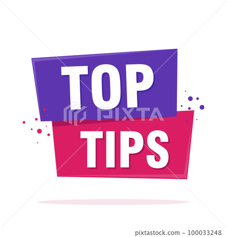 Top tips sign label speech bubble sign. Origami style banner. Vector illustration 100033248