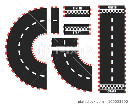 Race track with start and finish line. top view Race track with start and finish line. top view 100033300