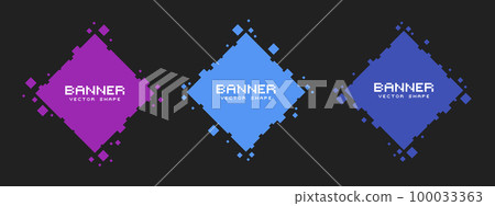 Set of colored square pixel banners. Vector blank frames ready for your text or design 100033363