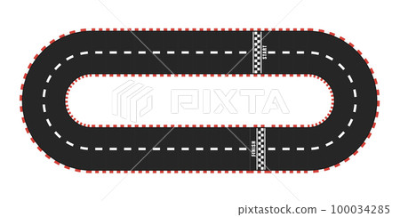 Race track with start and finish line. top view 100034285