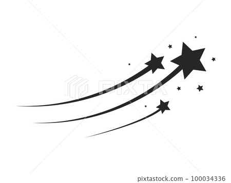 Star Silhouette of the falling of Comets, Meteorites, Asteroids, the sparks of fireworks. Vector design elements isolated on light background 100034336