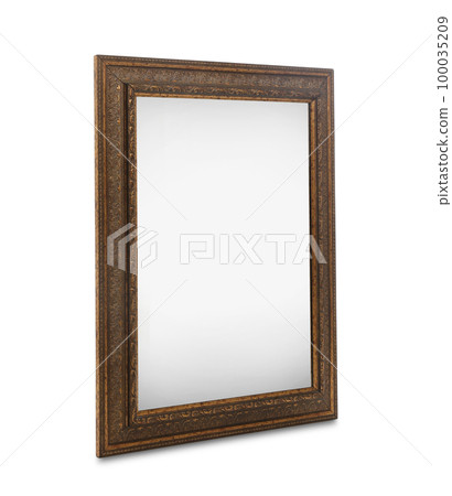 Mirror with wooden frame isolated on white Mirror with wooden frame isolated on white 100035209