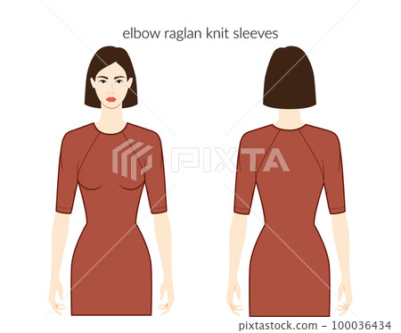 Raglan knit sleeves elbow length clothes character beautiful lady in brown top, shirt technical fashion illustration Raglan knit sleeves elbow length clothes character beautiful lady in brown top, shirt technical fashion illustration 100036434