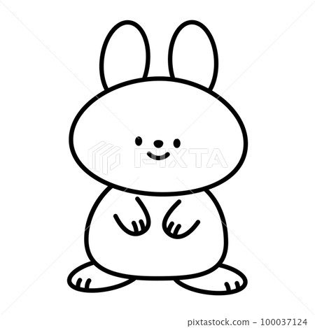 簡單可愛的兔子繪本風格插畫素材線描 100037124