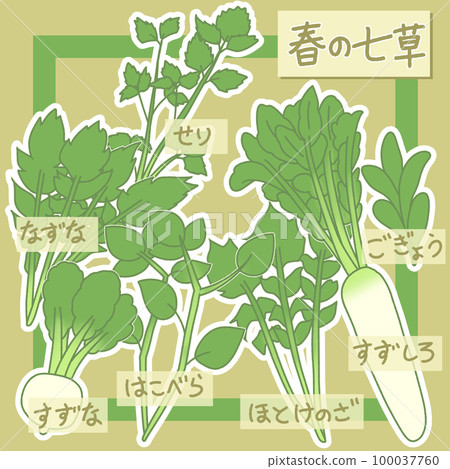 春天七草的方形插圖 100037760