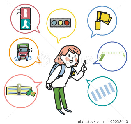 高年級學生交通安全教學插圖素材 100038440