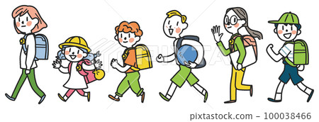 小學生上下學插圖素材 小學生上下學插圖素材 100038466