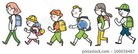 小學生上下學插畫素材 100038467