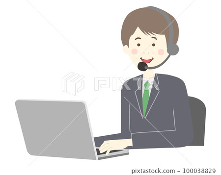 男性操作員前往個人電腦 100038829