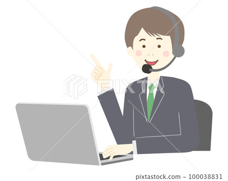 Male operator heading to a personal computer Male operator heading to a personal computer 100038831