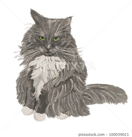 Cat (Siberian) painted in oil 100039021