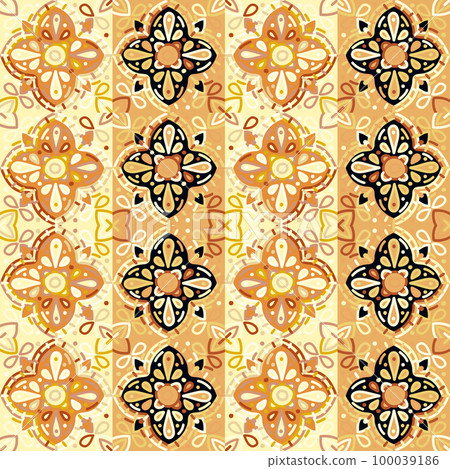 Islam, Arabic, Indian, ottoman motifs mosaic tile. Decorative ornament elements seamless pattern. Islam, Arabic, Indian, ottoman motifs mosaic tile. Decorative ornament elements seamless pattern. 100039186
