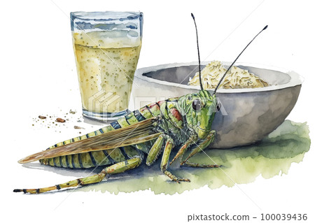Image material: Watercolor illustration inspired by insect food 100039436