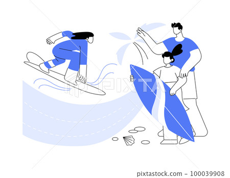 Surfing school abstract concept vector illustration. 100039908