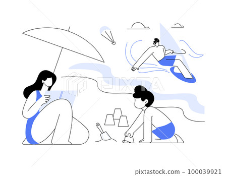 Summer beach activities abstract concept vector illustration. 100039921