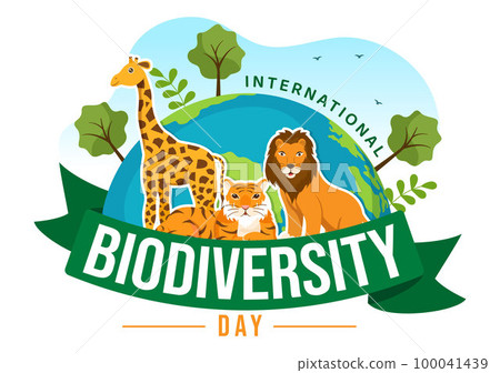 World Biodiversity Day on May 22 Illustration with Biological Diversity, Earth and Animal in Flat Cartoon Hand Drawn for Landing Page Templates 100041439