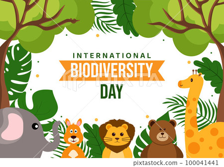 World Biodiversity Day on May 22 Illustration with Biological Diversity, Earth and Animal in Flat Cartoon Hand Drawn for Landing Page Templates 100041441