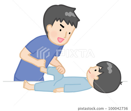 按摩孩子腳的男人 100042736