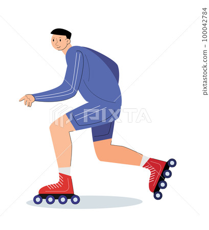 character people with roller skate vector illustration	 100042784